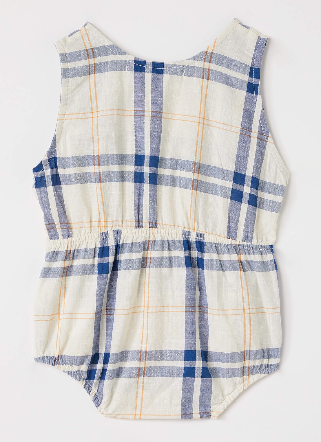 BOBO CHOSES Fun Tartan romper met ruitdessin - voorkant 2 gebroken wit