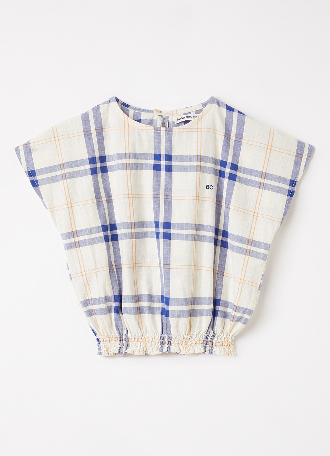 BOBO CHOSES Fun Tartan top met ruitdessin - voorkant gebroken wit
