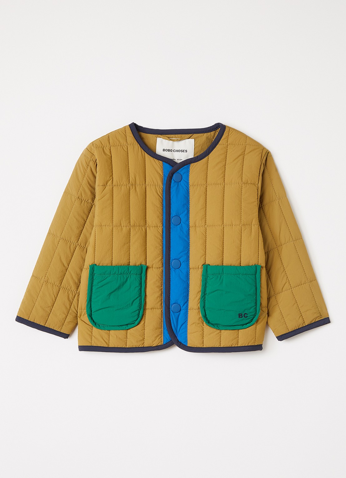 BOBO CHOSES Gewatteerd jack met quilt patroon - voorkant khaki