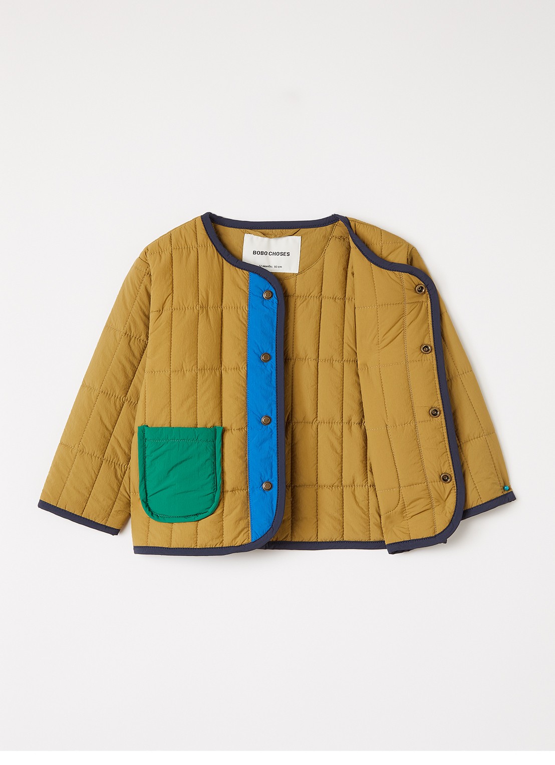 BOBO CHOSES Gewatteerd jack met quilt patroon - voorkant 2 khaki