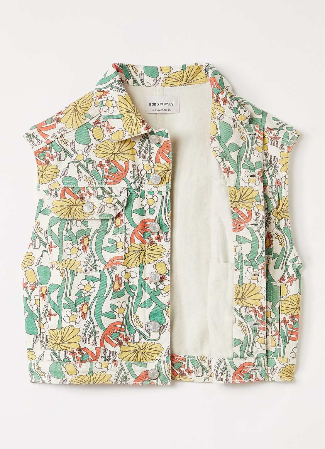 BOBO CHOSES Gilet met bloemenprint - voorkant 3 groen