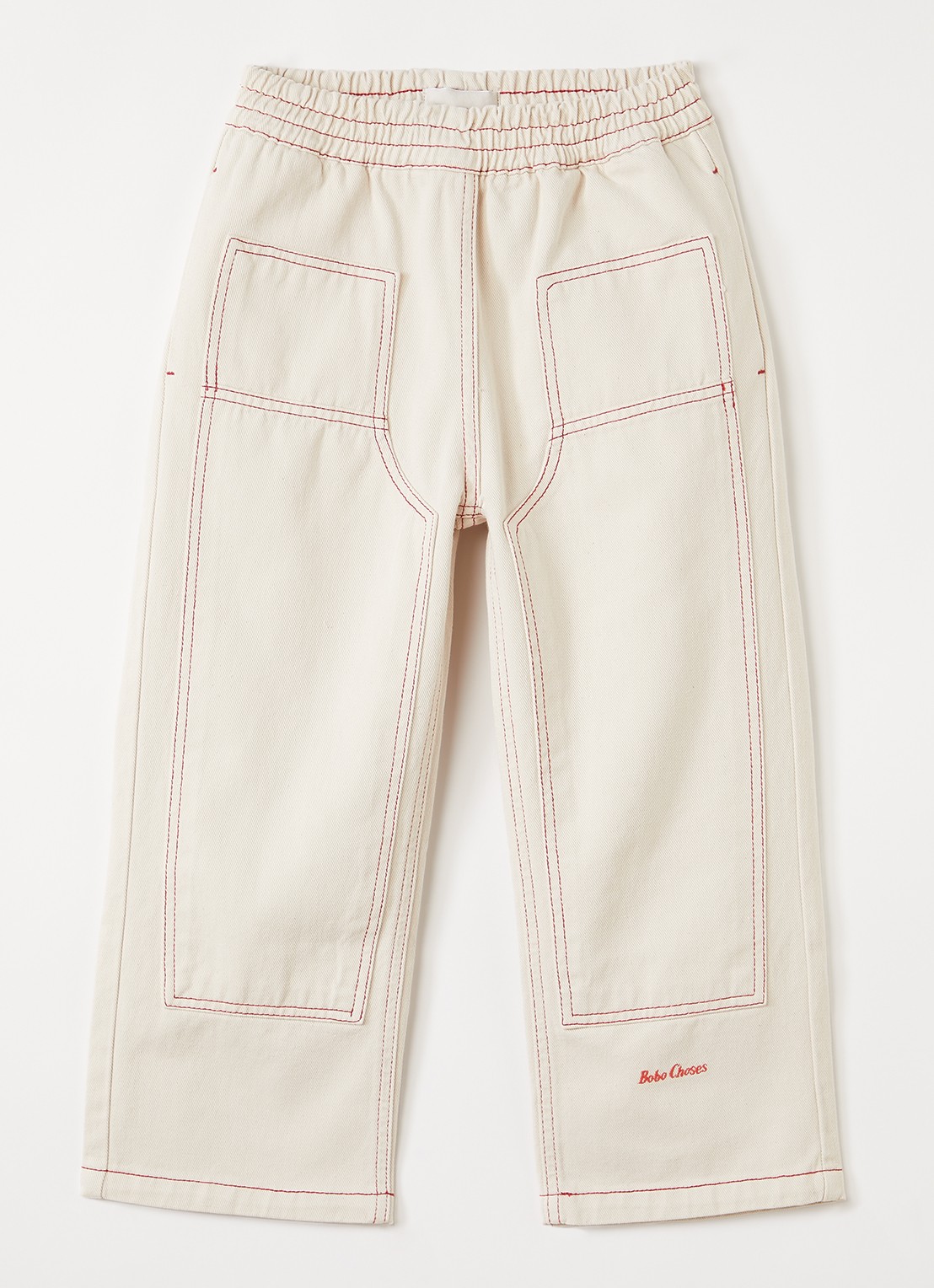 BOBO CHOSES Loose fit broek met opgestikte zakken - voorkant beige