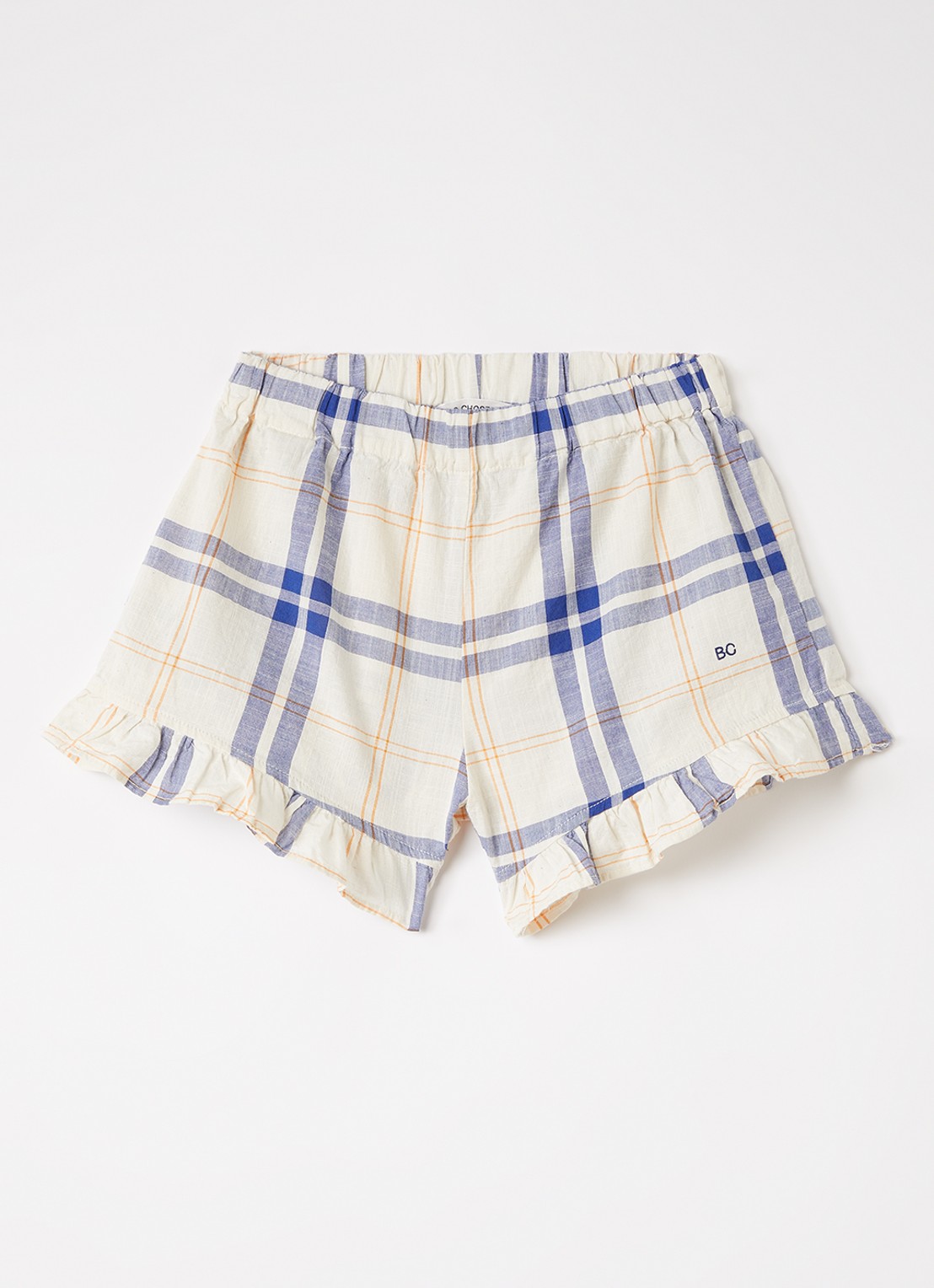 BOBO CHOSES Loose fit korte broek met ruitdessin - voorkant gebroken wit