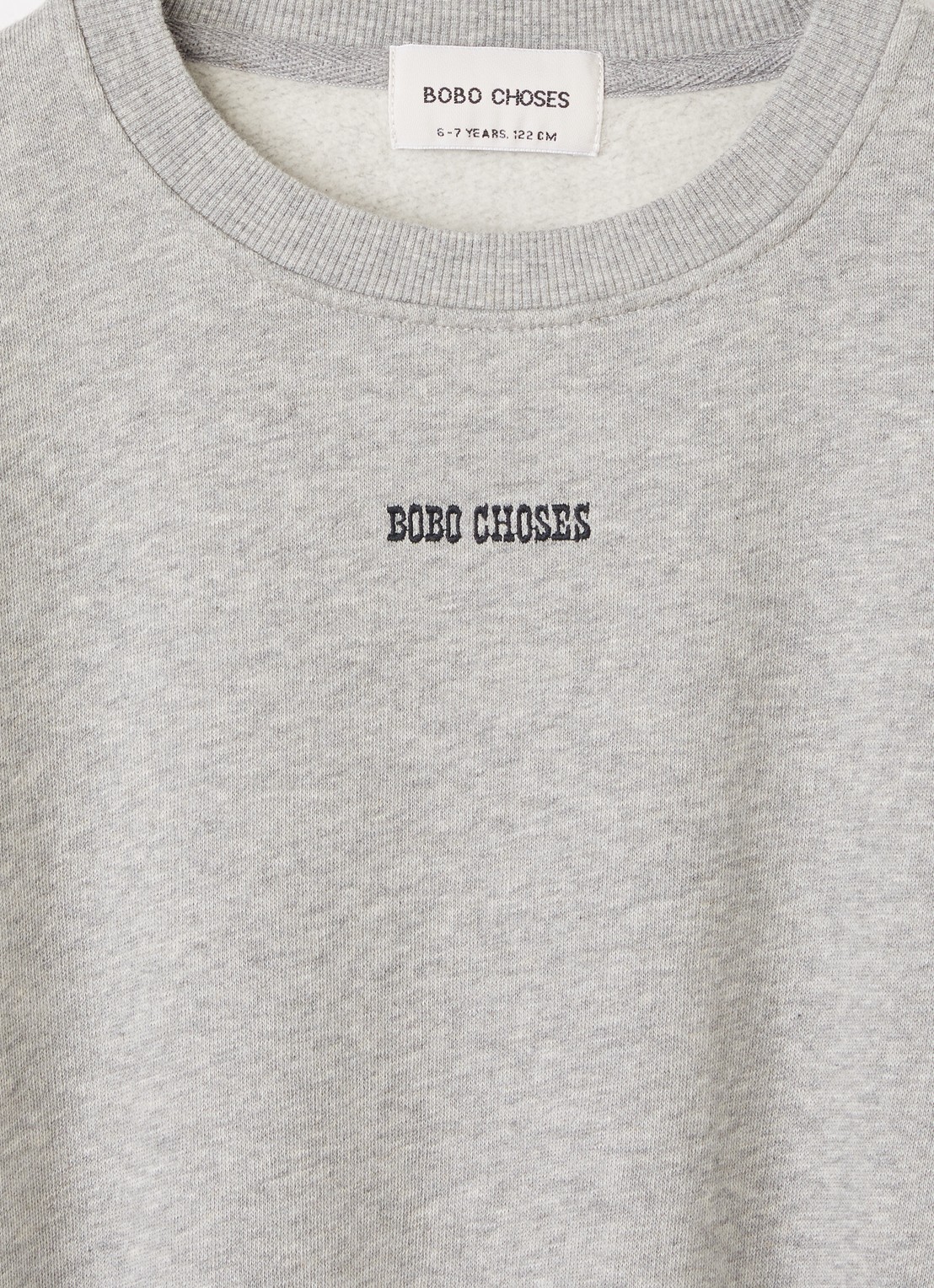BOBO CHOSES Mush Monster Duo sweater met logoborduring en backprint - detail lichtgrijs