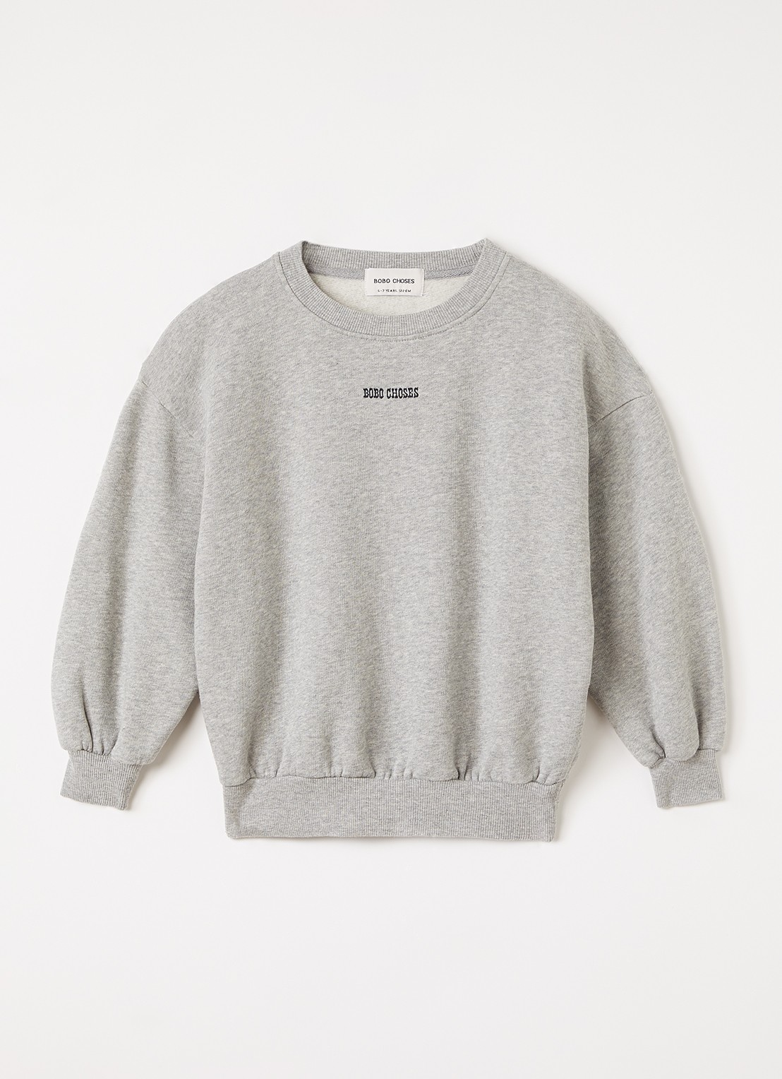 BOBO CHOSES Mush Monster Duo sweater met logoborduring en backprint - voorkant 2 lichtgrijs