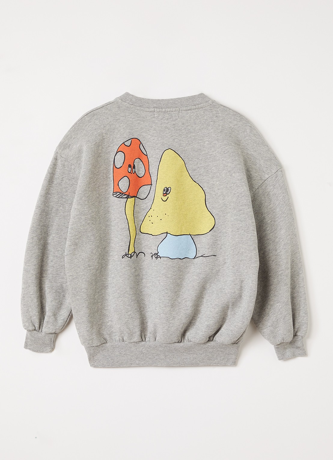 BOBO CHOSES Mush Monster Duo sweater met logoborduring en backprint - voorkant 3 lichtgrijs