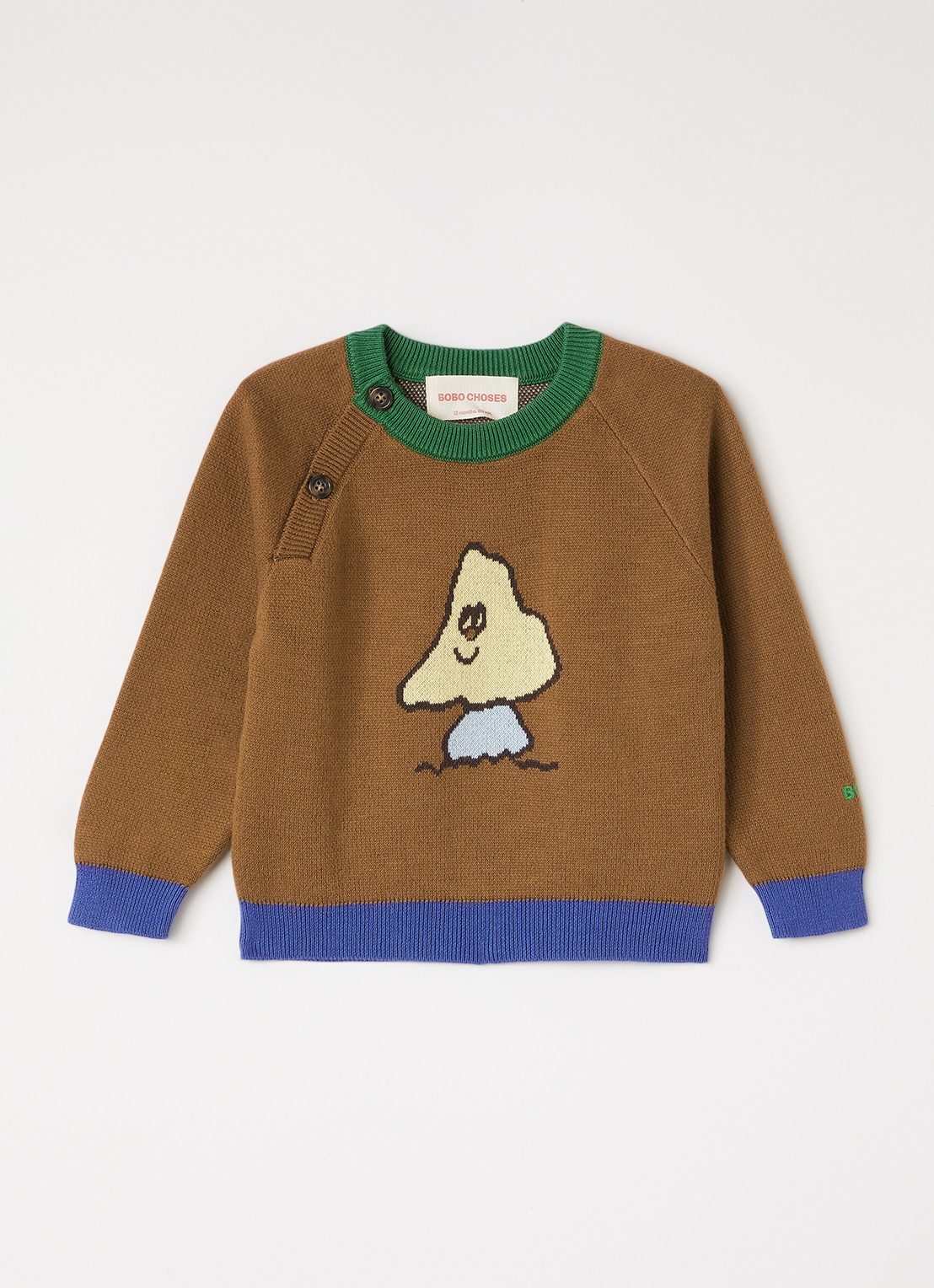 BOBO CHOSES Mush Monster fijngebreide trui met print - voorkant 2 bruin