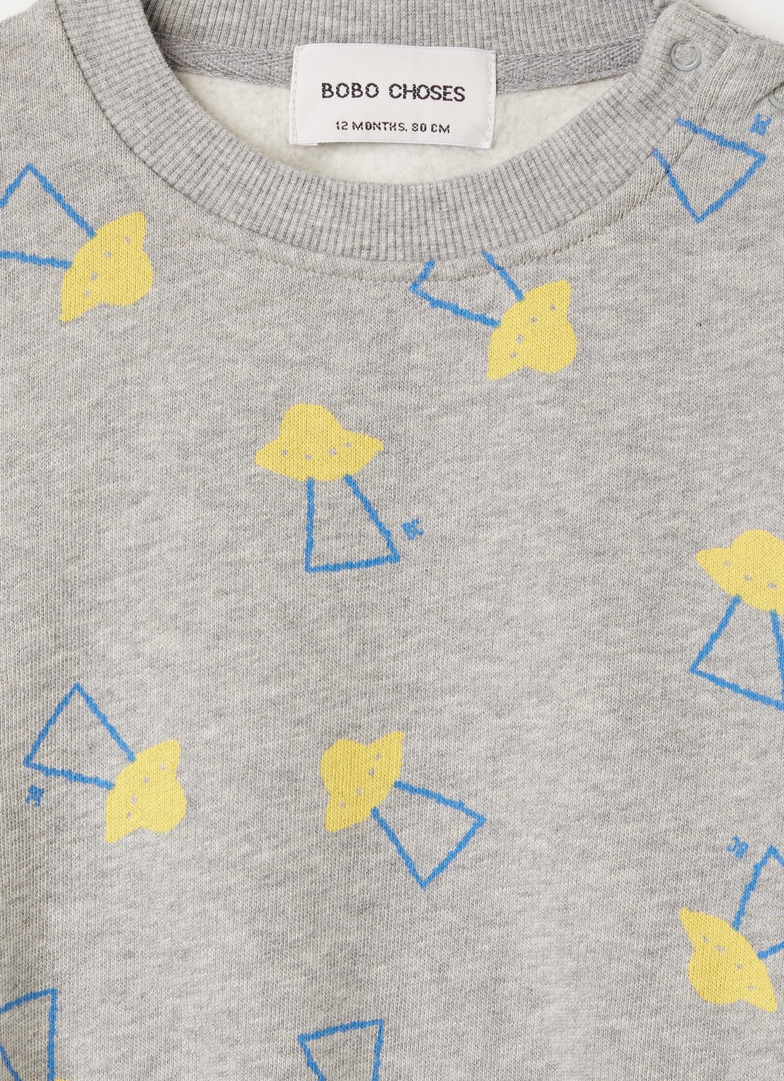 BOBO CHOSES Pixel Abduction sweater met print - detail 3 grijsmele
