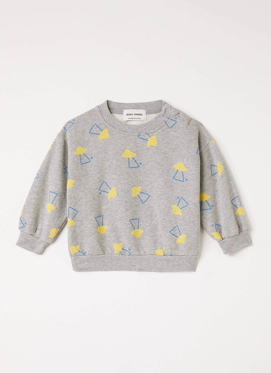BOBO CHOSES Pixel Abduction sweater met print - voorkant grijsmele