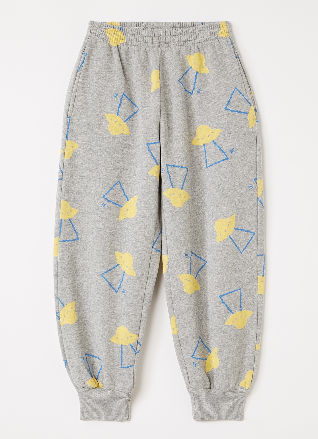 BOBO CHOSES Pixel Abduction tapered fit joggingbroek met print - voorkant 2 lichtgrijs