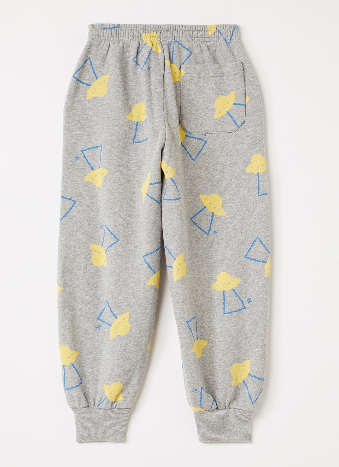 BOBO CHOSES Pixel Abduction tapered fit joggingbroek met print - voorkant 3 lichtgrijs