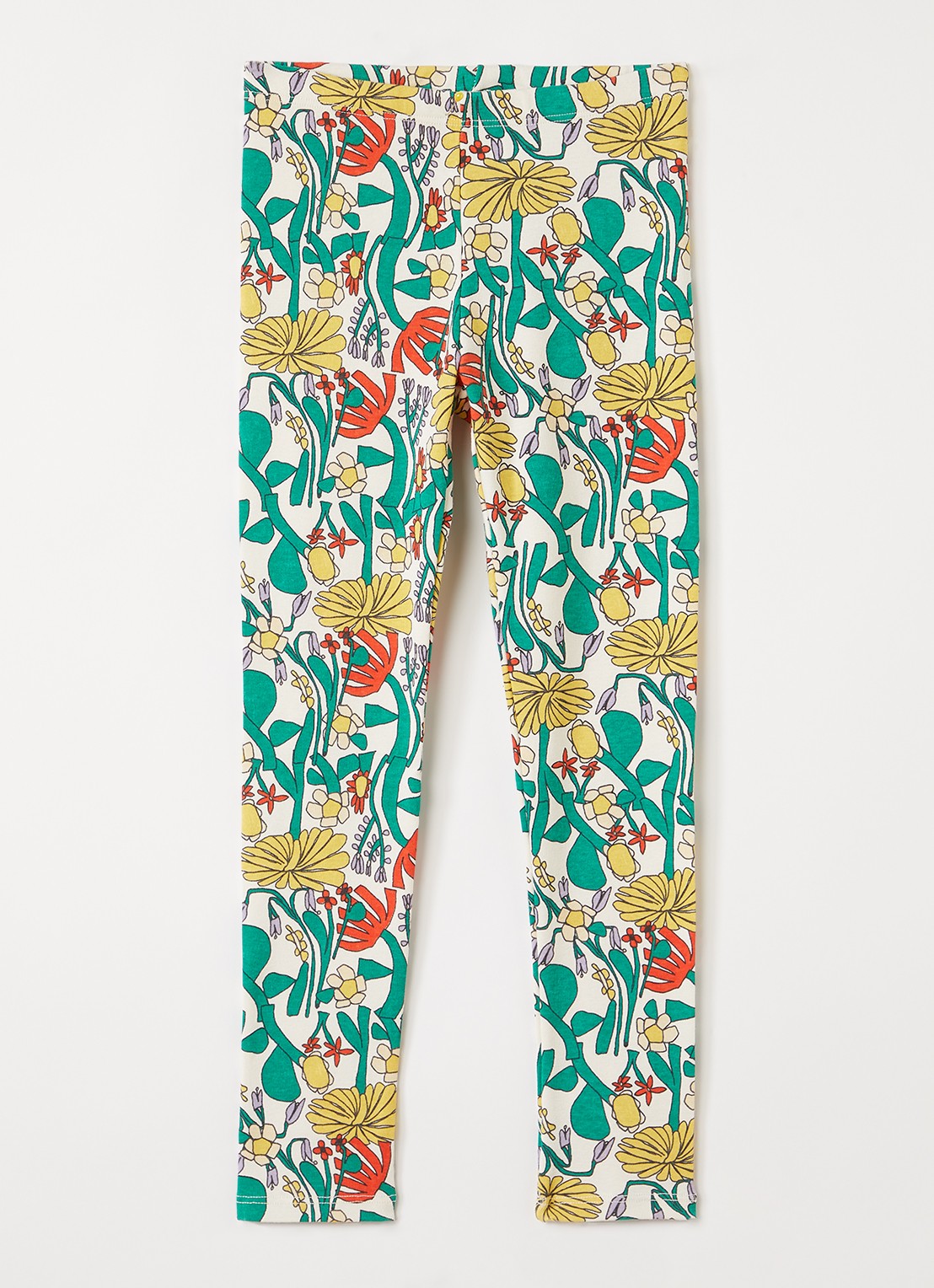 BOBO CHOSES Slim fit legging met bloemenprint - voorkant 2 groen