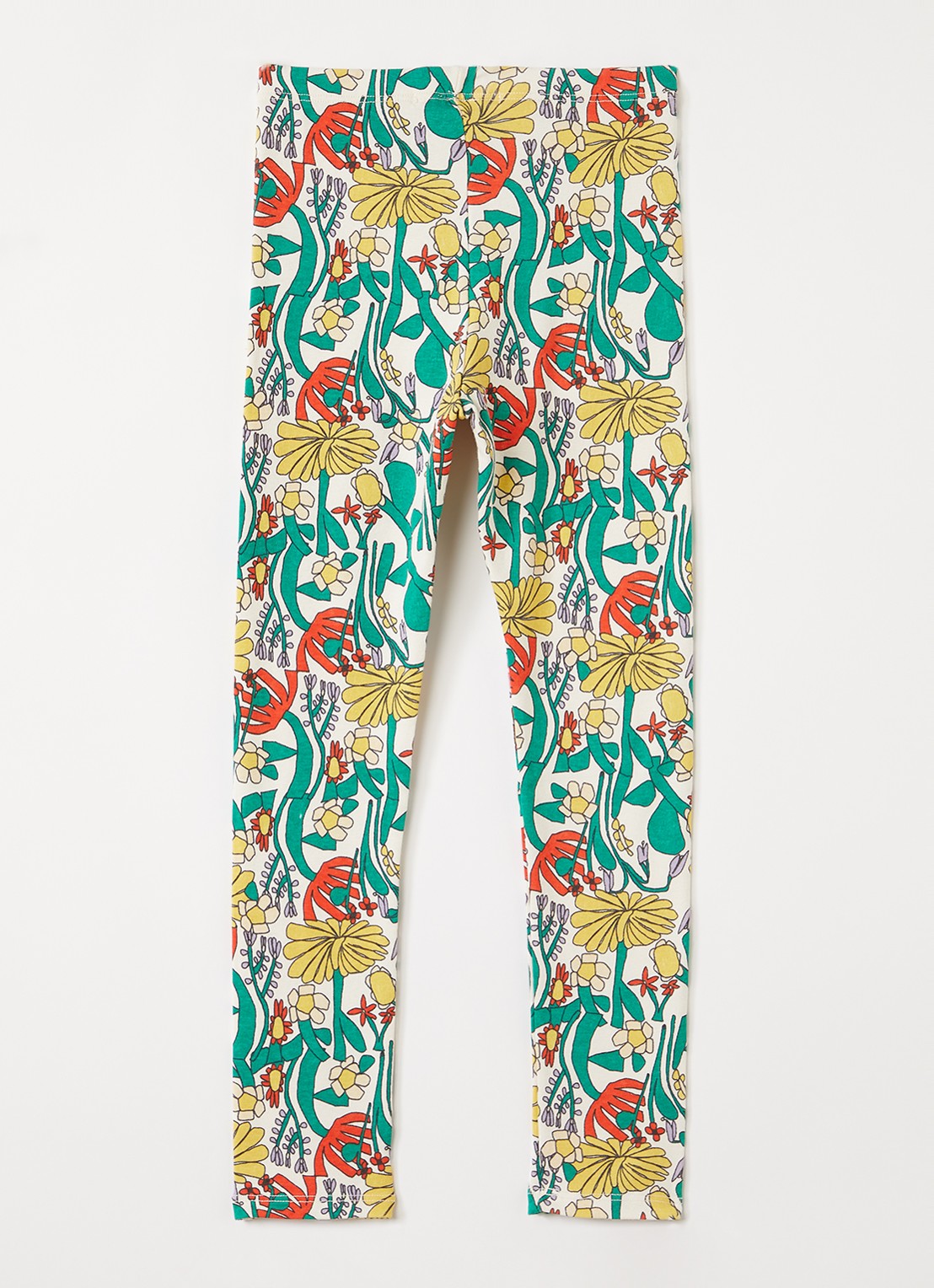 BOBO CHOSES Slim fit legging met bloemenprint - voorkant 3 groen
