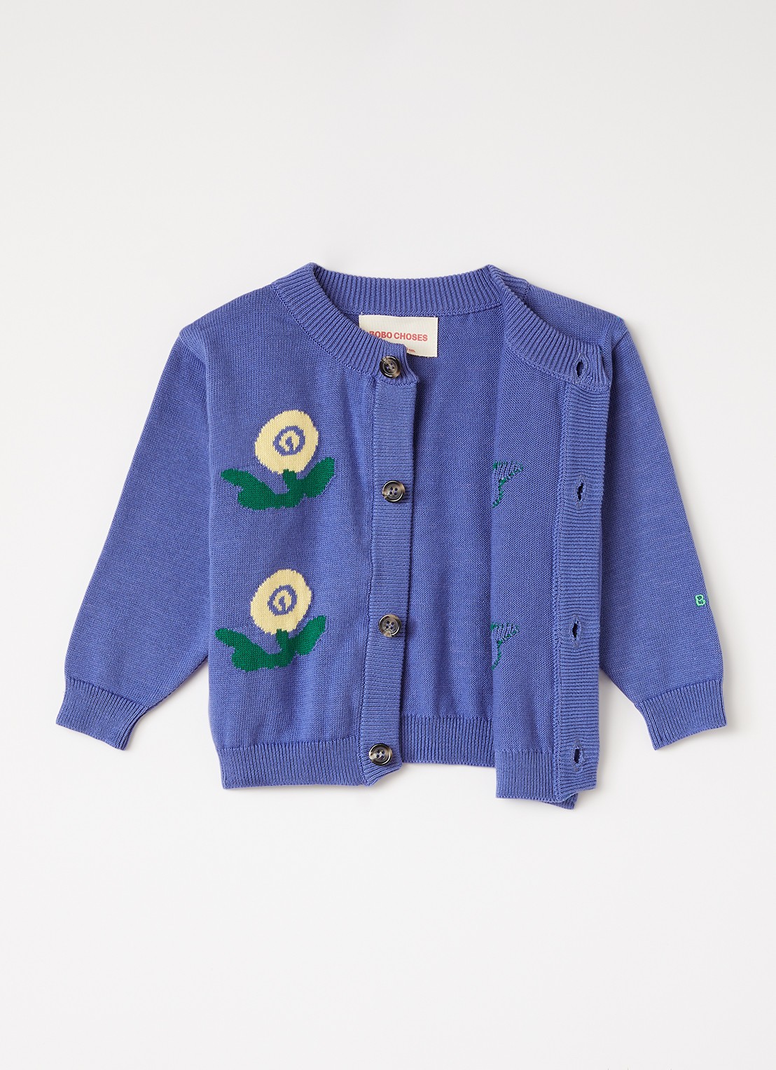 BOBO CHOSES Stamp bloom fijngebreid vest met ingebreid patroon - voorkant 2 paars