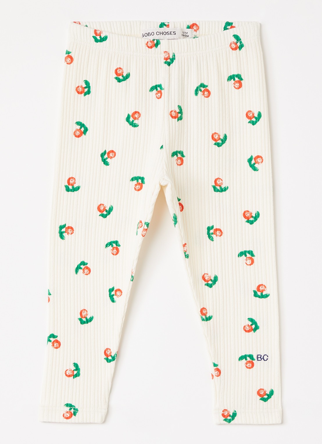 BOBO CHOSES Stamp Bloom slim fit legging met print - voorkant 2 gebroken wit