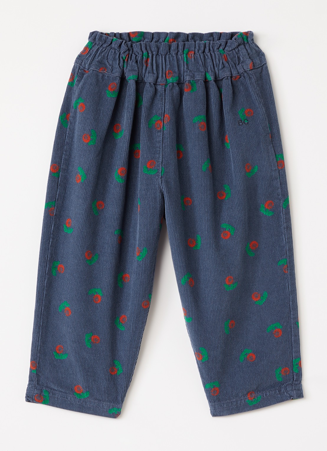 BOBO CHOSES Stamp Bloom straight fit broek van corduroy met print - voorkant 2 donkerblauw