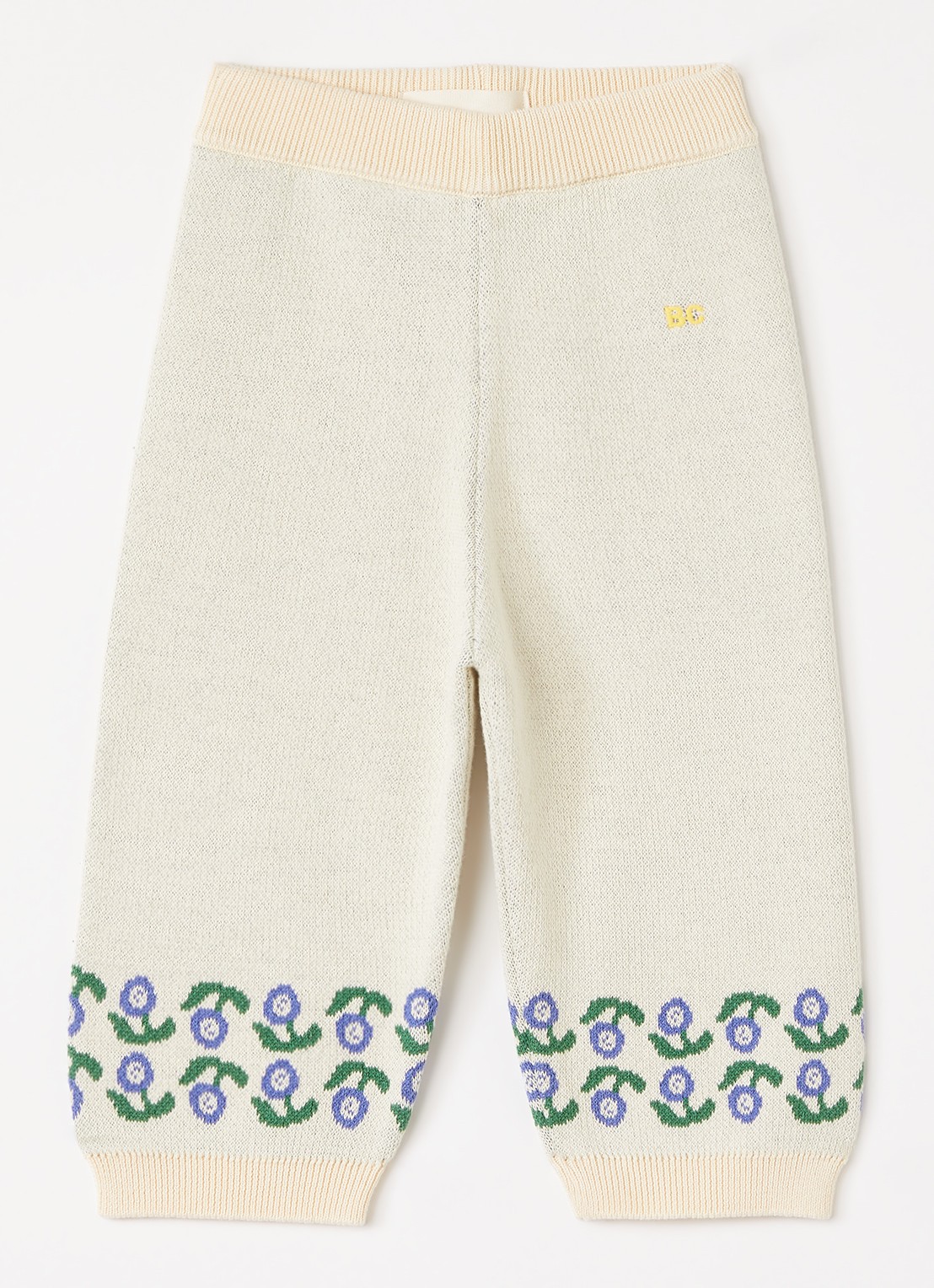 BOBO CHOSES Stamp Bloom wide fit broek met print - voorkant ivoor