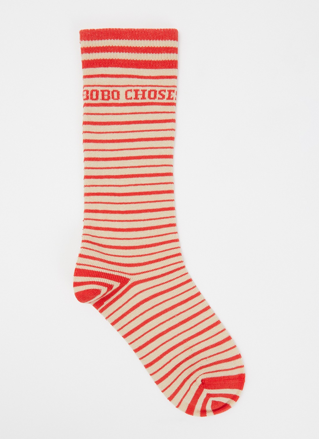 BOBO CHOSES Stripes Extra Long sokken in katoenblend met streepprint - voorkant rood
