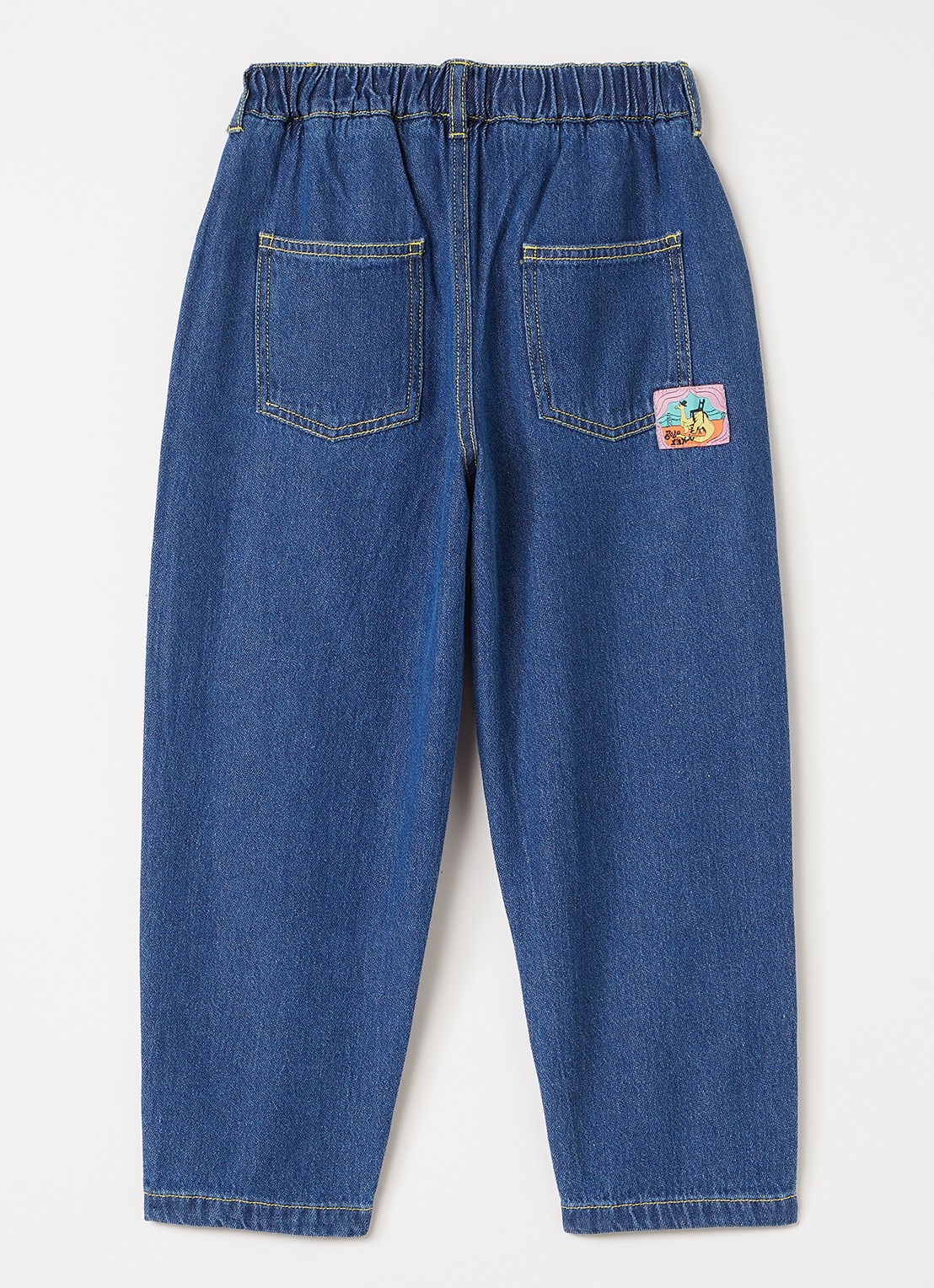 BOBO CHOSES Taxi Saurus regular fit jeans met logoborduring - voorkant 2 indigo
