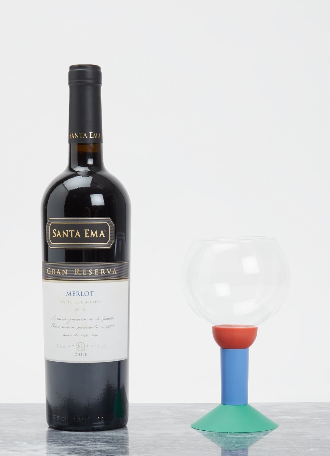 Bodum Oktett rode wijnglas 35 cl set van 2 - voorkant 3 donkerblauw