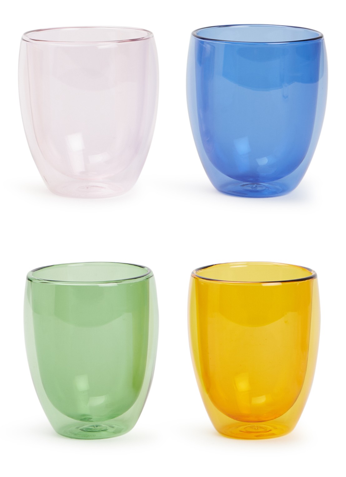 Bodum Pavina dubbelwandig drinkglas 35 cl set van 4 - voorkant donkerblauw