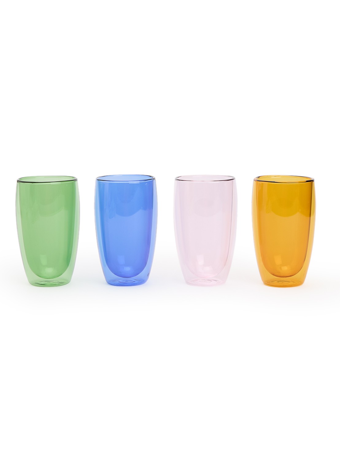 Bodum Pavina dubbelwandig drinkglas 45 cl set van 4 - voorkant geel