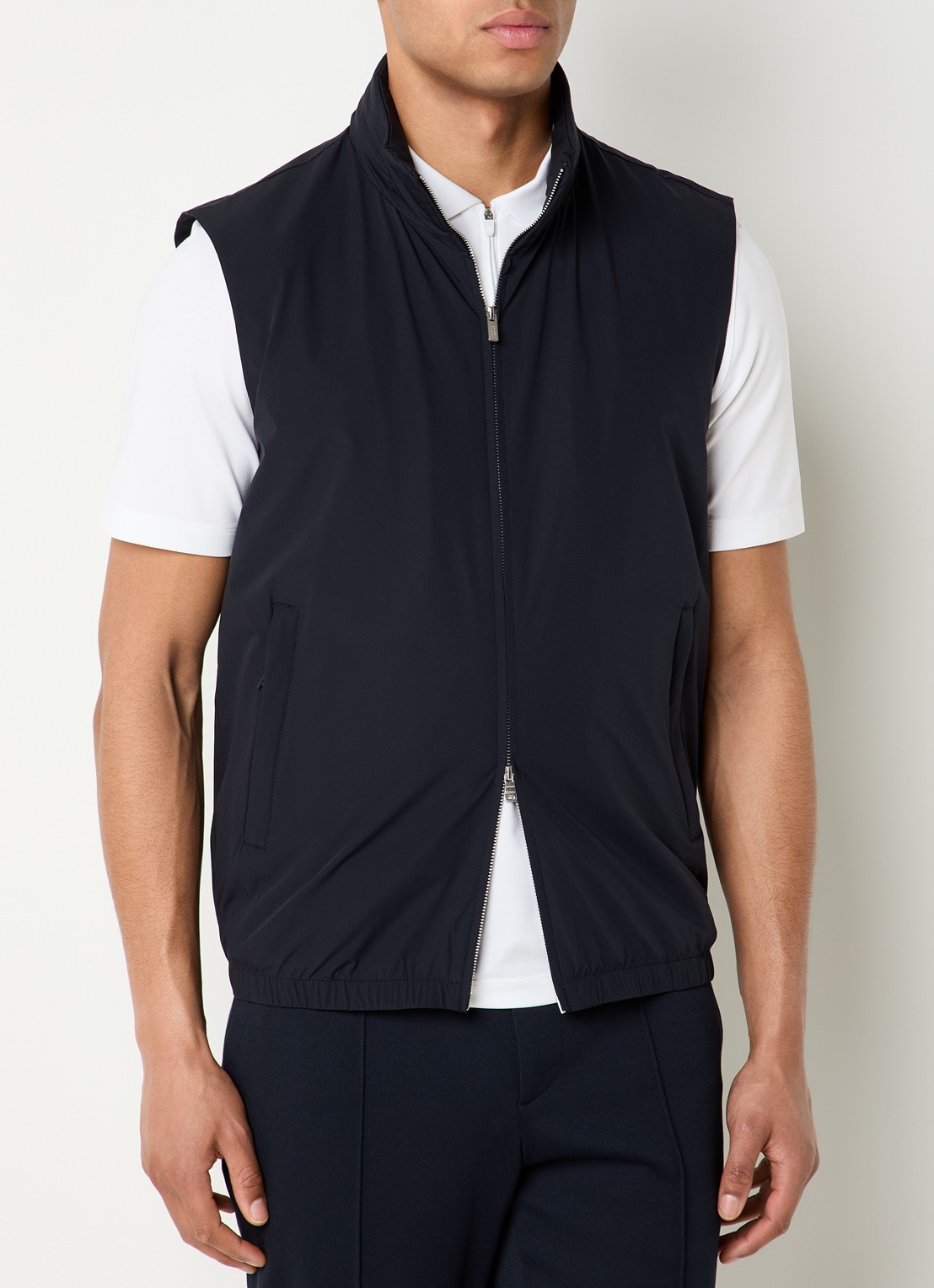 Boggi Milano Bodywarmer met opbergbare capuchon en waterafstotende coating - detail 4 donkerblauw