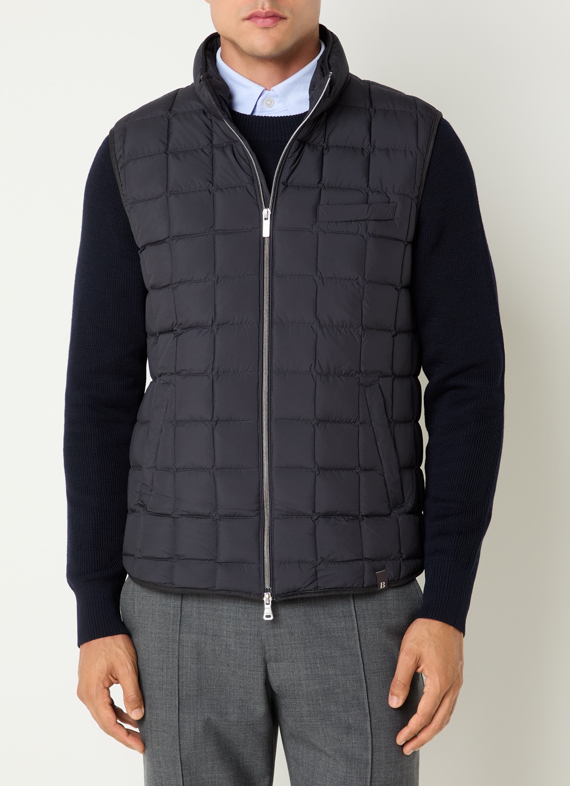 Boggi Milano Bodywarmer met opstaande kraag - detail 3 donkerblauw