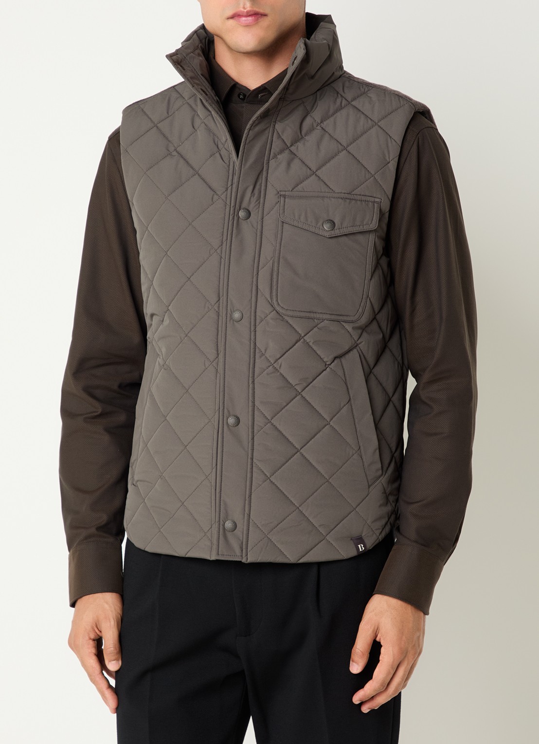 Boggi Milano Bodywarmer met quiltpatroon - detail 4 groen