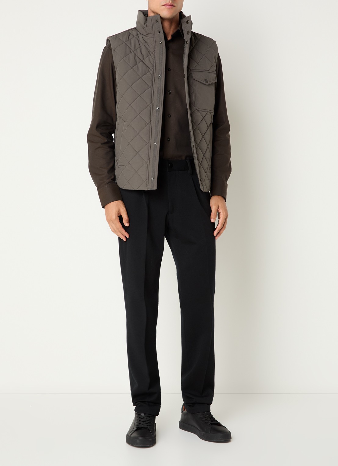 Boggi Milano Bodywarmer met quiltpatroon - voorkant 2 groen