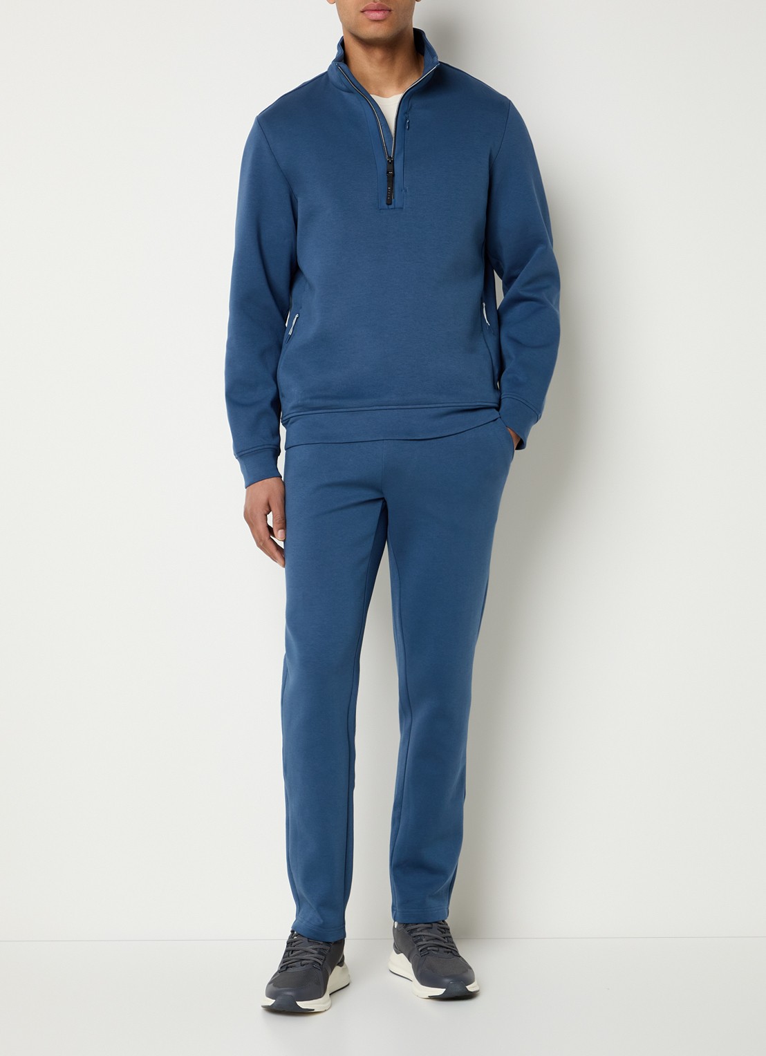 Boggi Milano Boggi regular fit joggingbroek met steekzakken - voorkant 2 staalblauw