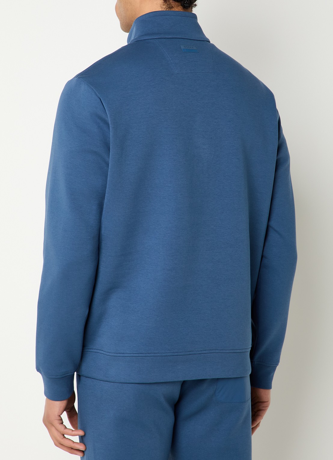 Boggi Milano Boggi sweater met halve rits - achterkant blauw