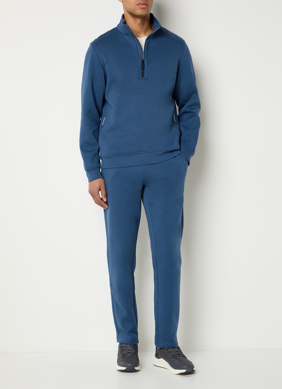 Boggi Milano Boggi sweater met halve rits - voorkant 4 blauw