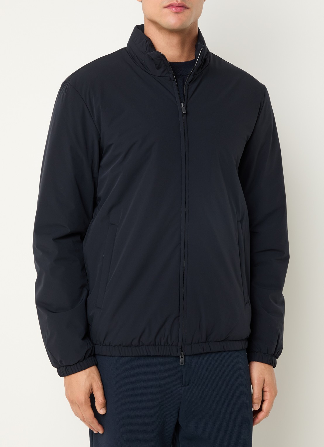 Boggi Milano Bomberjack met opbergbare capuchon en waterafstotende coating - detail 2 donkerblauw