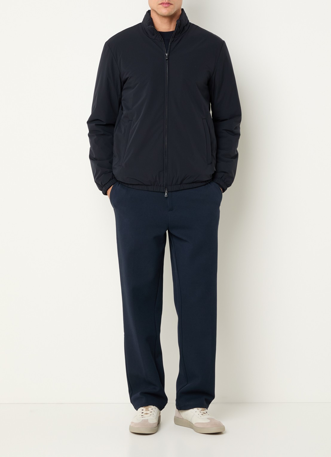 Boggi Milano Bomberjack met opbergbare capuchon en waterafstotende coating - voorkant 4 donkerblauw