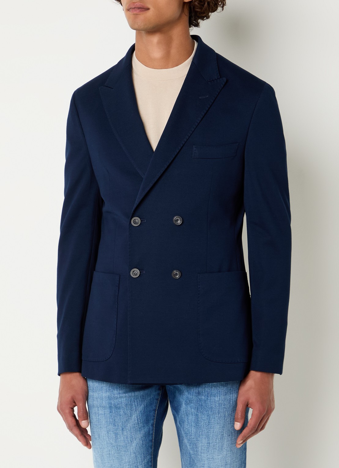 Boggi Milano Double-breasted colbert met opgestikte zakken - detail donkerblauw
