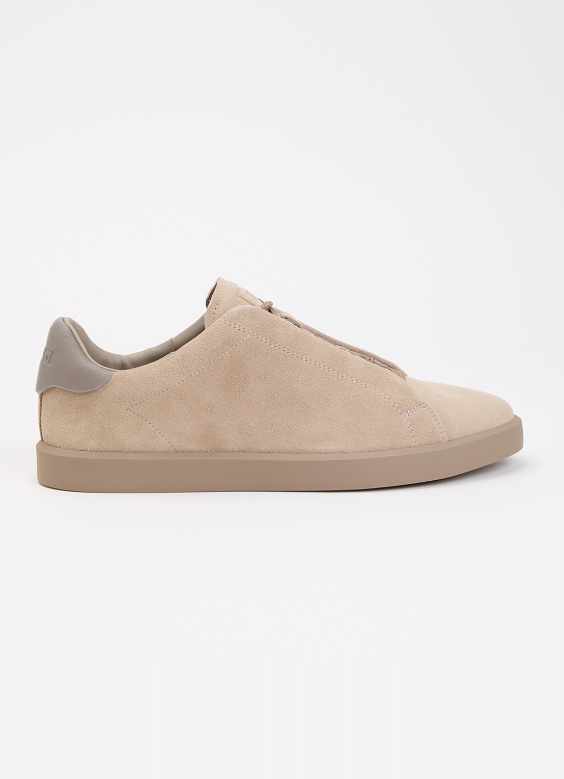 Boggi Milano Essence sneaker van suède met logo - voorkant 2 zand