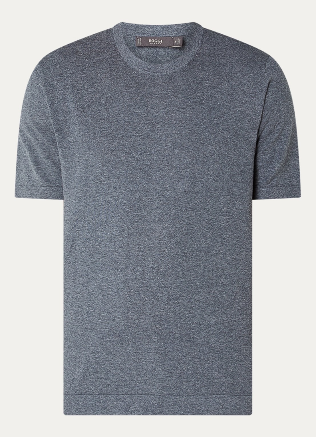 Boggi Milano Fijngebreid T-shirt in linnenblend met split - voorkant grijsmele