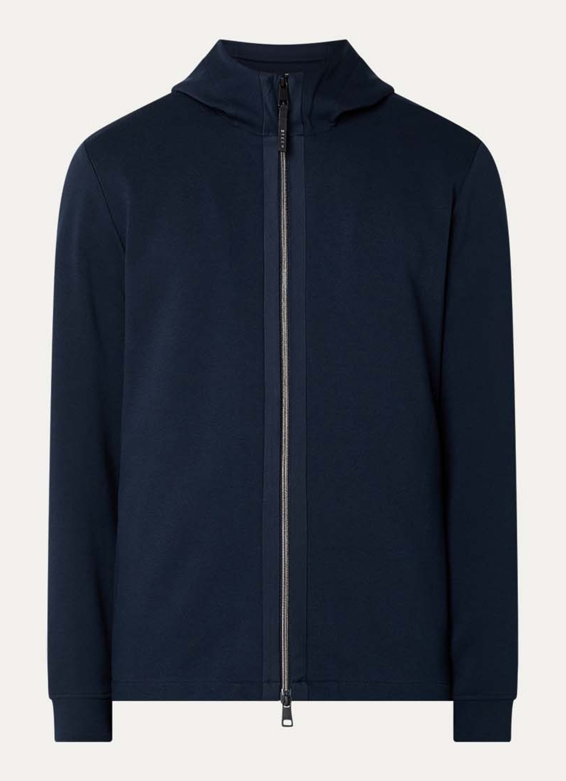 Boggi Milano Fijngebreid vest met capuchon - voorkant 2 donkerblauw