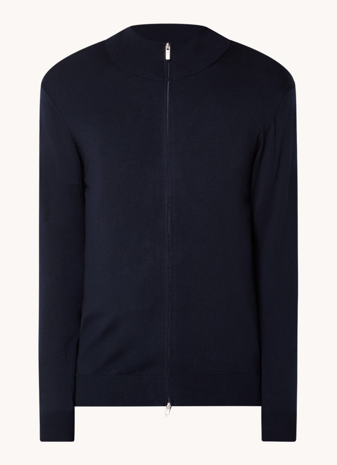 Boggi Milano Fijngebreid vest van wol - voorkant 3 donkerblauw