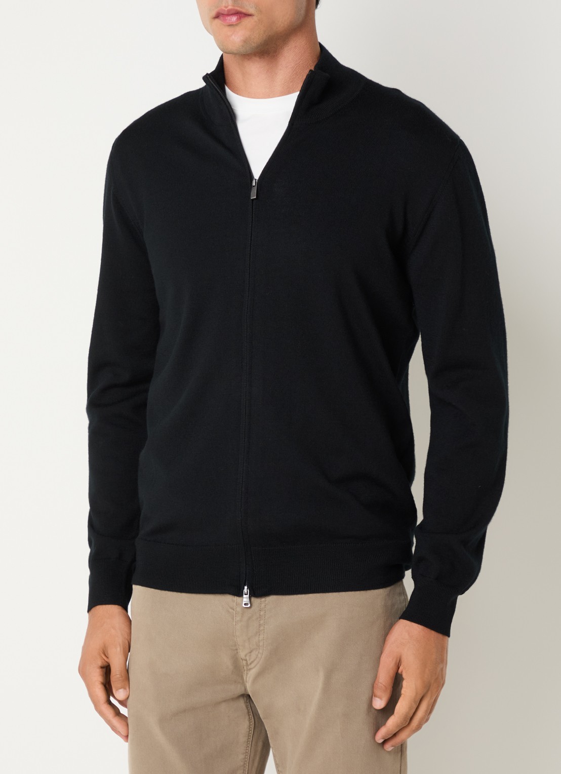 Boggi Milano Fijngebreid vest van wol - detail 4 zwart