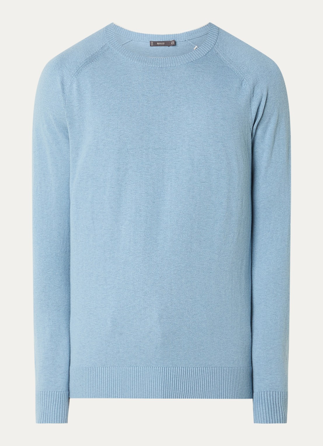 Boggi Milano Fijngebreide pullover in zijdeblend met ronde hals - voorkant 2 blauwgrijs