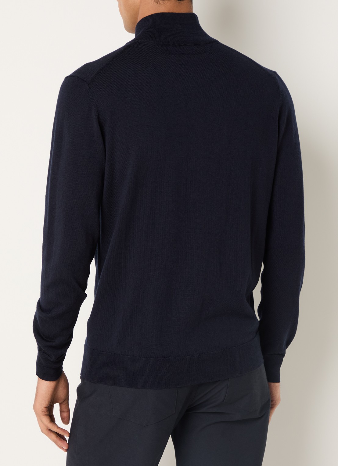 Boggi Milano Fijngebreide pullover met halve rits - achterkant 3 donkerblauw