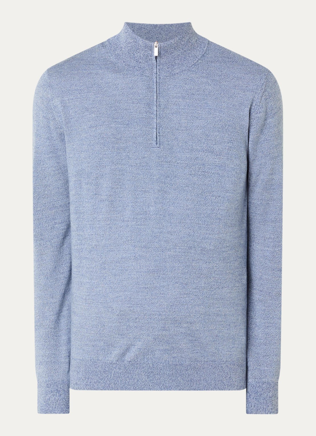 Boggi Milano Fijngebreide pullover van wol met halve rits - voorkant 3 blauw