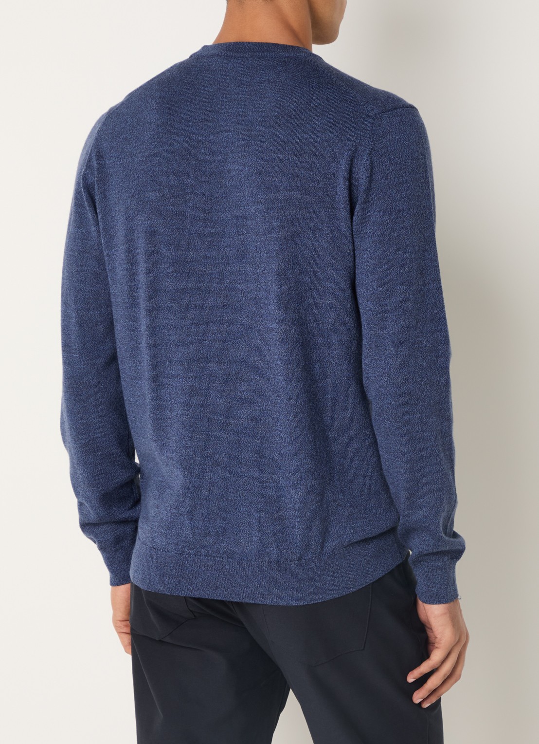 Boggi Milano Fijngebreide pullover van wol met ronde hals - achterkant 2 kobaltblauw