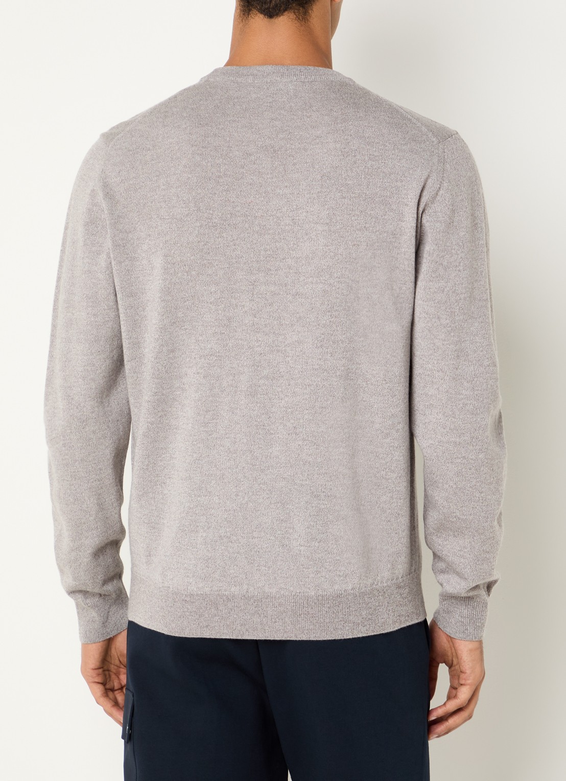 Boggi Milano Fijngebreide pullover van wol met ronde hals - achterkant 3 lichtgrijs
