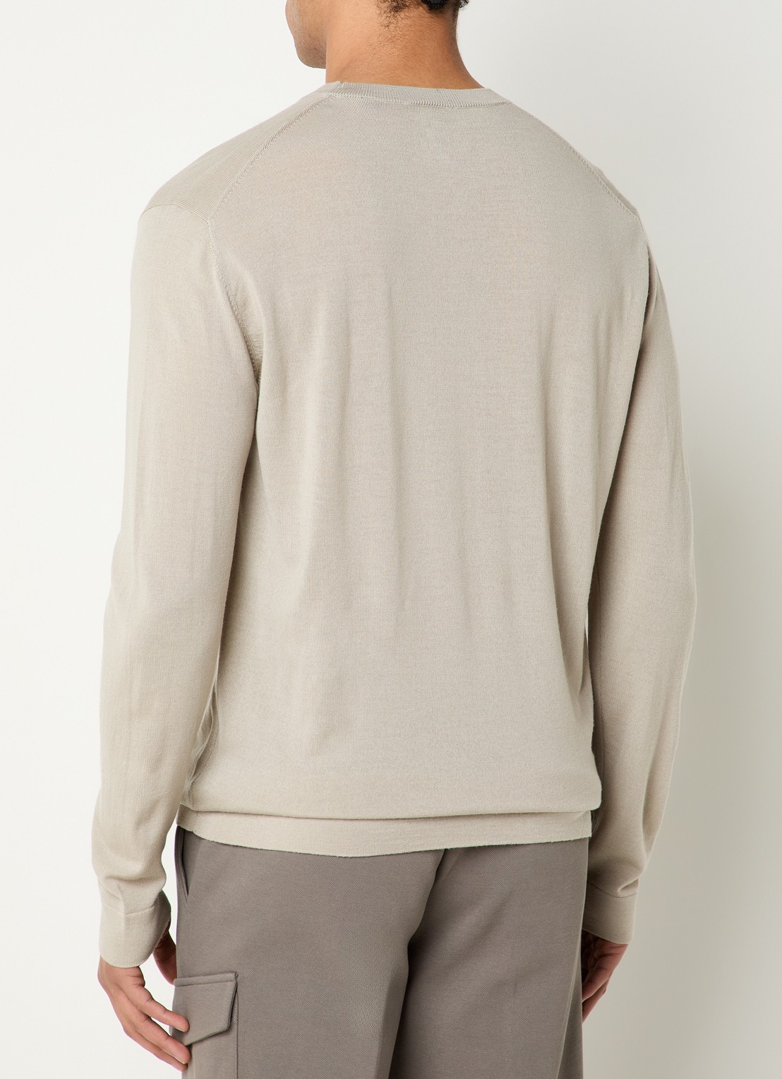 Boggi Milano Fijngebreide pullover van wol - achterkant 4 beige
