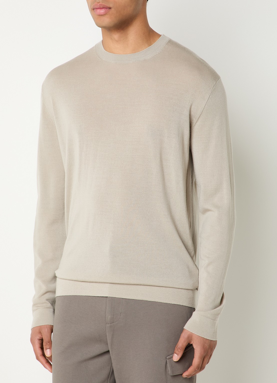 Boggi Milano Fijngebreide pullover van wol - detail 3 beige