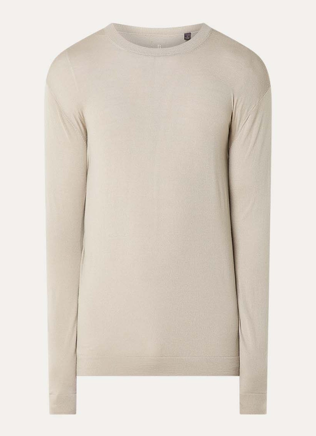 Boggi Milano Fijngebreide pullover van wol - voorkant beige