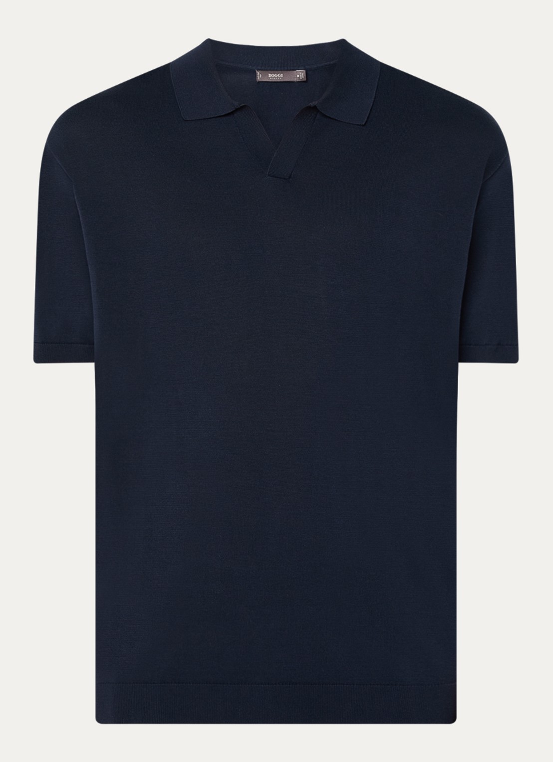 Boggi Milano Fijngebreide regular fit polo in zijdeblend - voorkant 2 donkerblauw